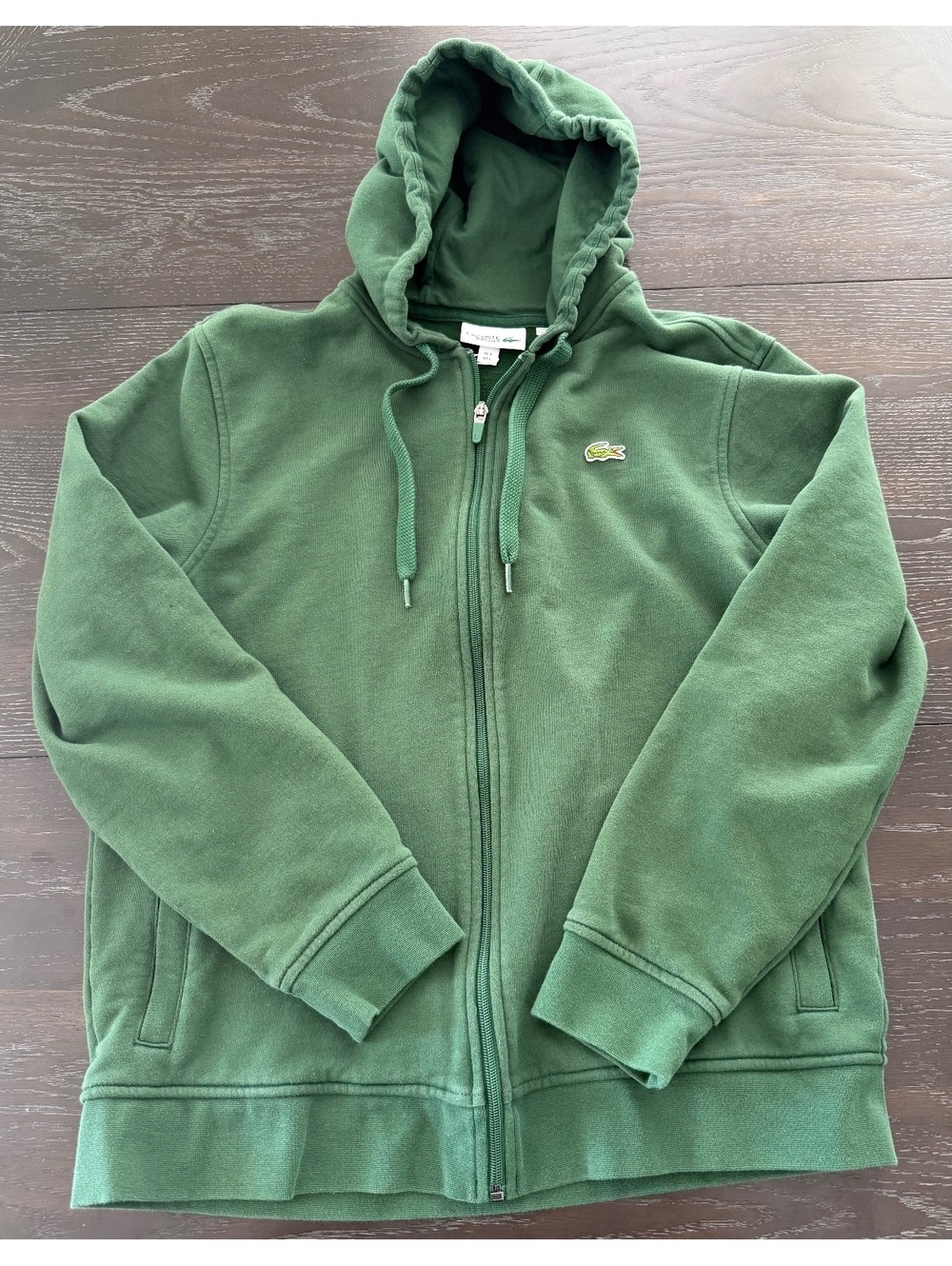 Lacoste Sport Green Zip Up Hoodie Sweatshirt, Size L
